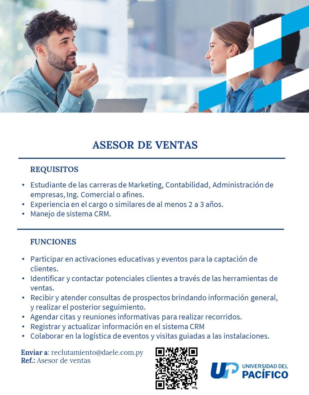 Oferta laboral: Asesor De Ventas — Universidad Del Pacifico
