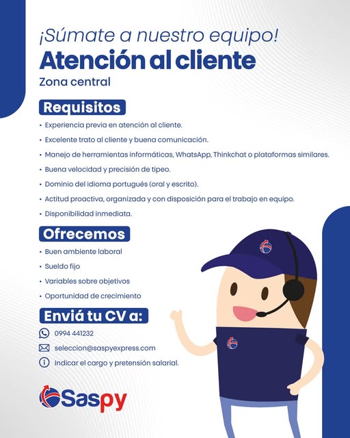 Oferta laboral: Atención Al Cliente — Saspy
