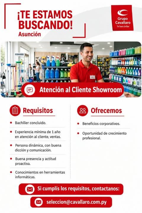 Oferta laboral: Atención Al Cliente Showroom — Cavallaro