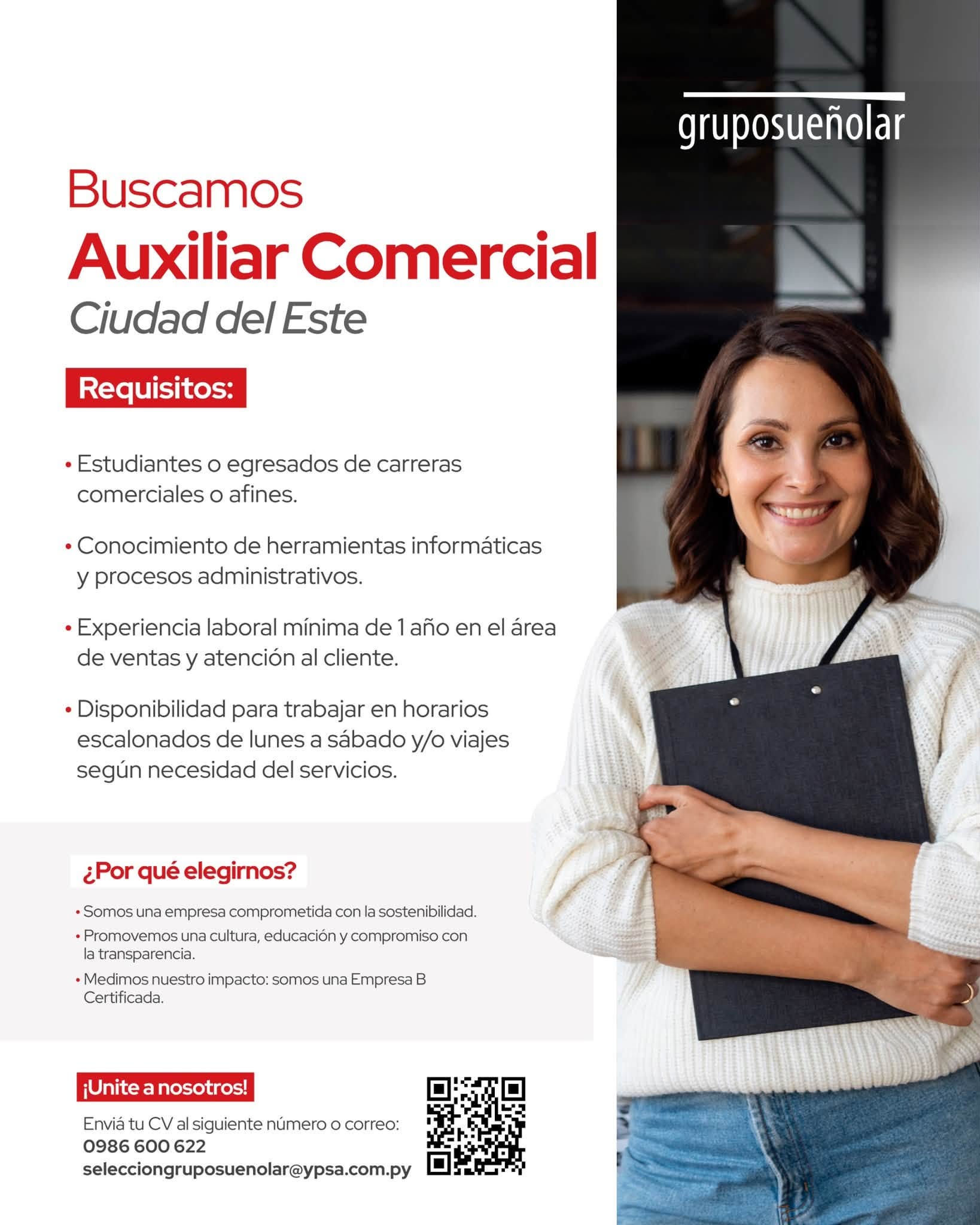 Oferta laboral: Auxiliar Comercial — Ypsa