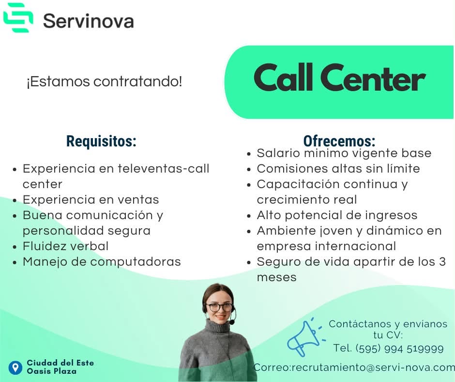 Oferta laboral: Call Center — Servinova