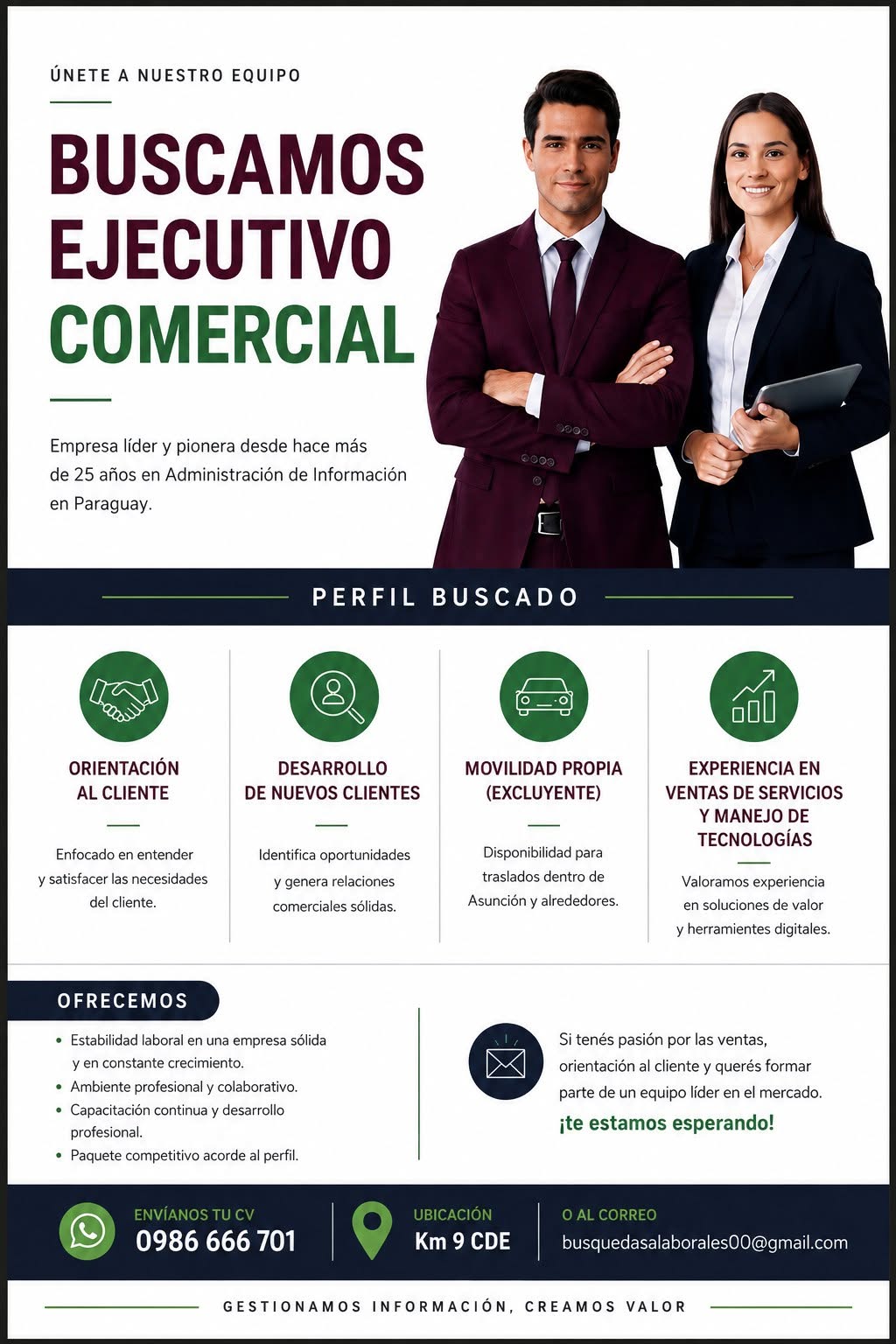 Oferta laboral: Ejecutivo Comercial