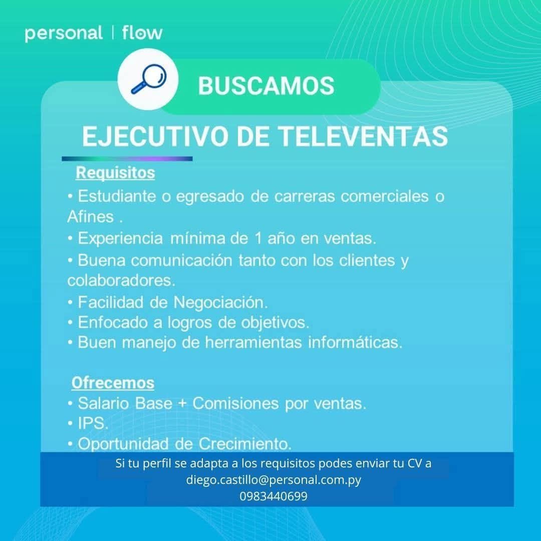 Oferta laboral: Ejecutivo De Televentas — Personal