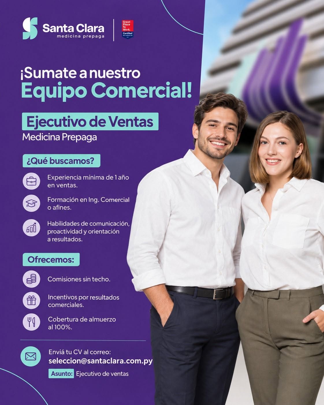 Oferta laboral: Ejecutivo De Ventas — Santa Clara