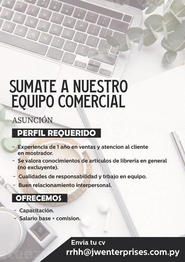 Oferta laboral: Equipo Comercial — Jw Enterprises