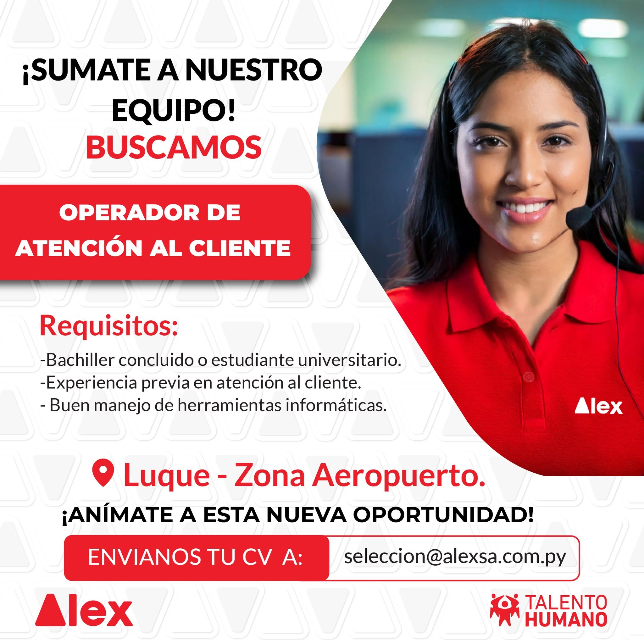Oferta laboral: Operador De Atención Al Cliente — Alex SA