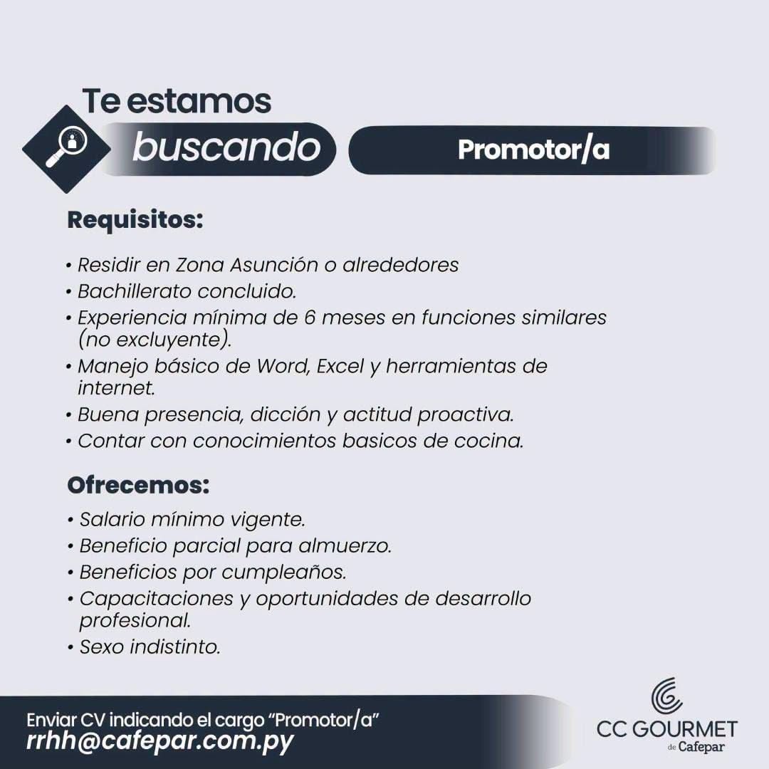 Oferta laboral: Promotor — Cafepar