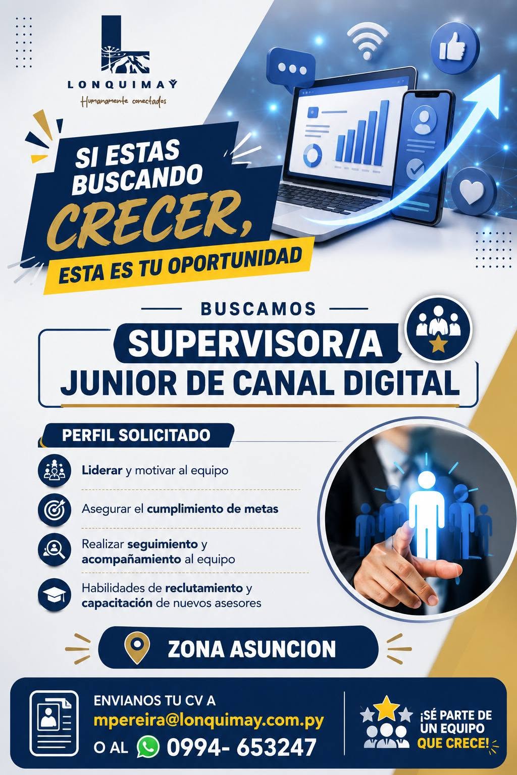 Oferta laboral: Supervisor Junio De Canal Digital