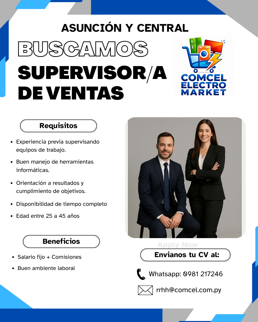 Oferta laboral: Supervisor De Ventas — Comcel