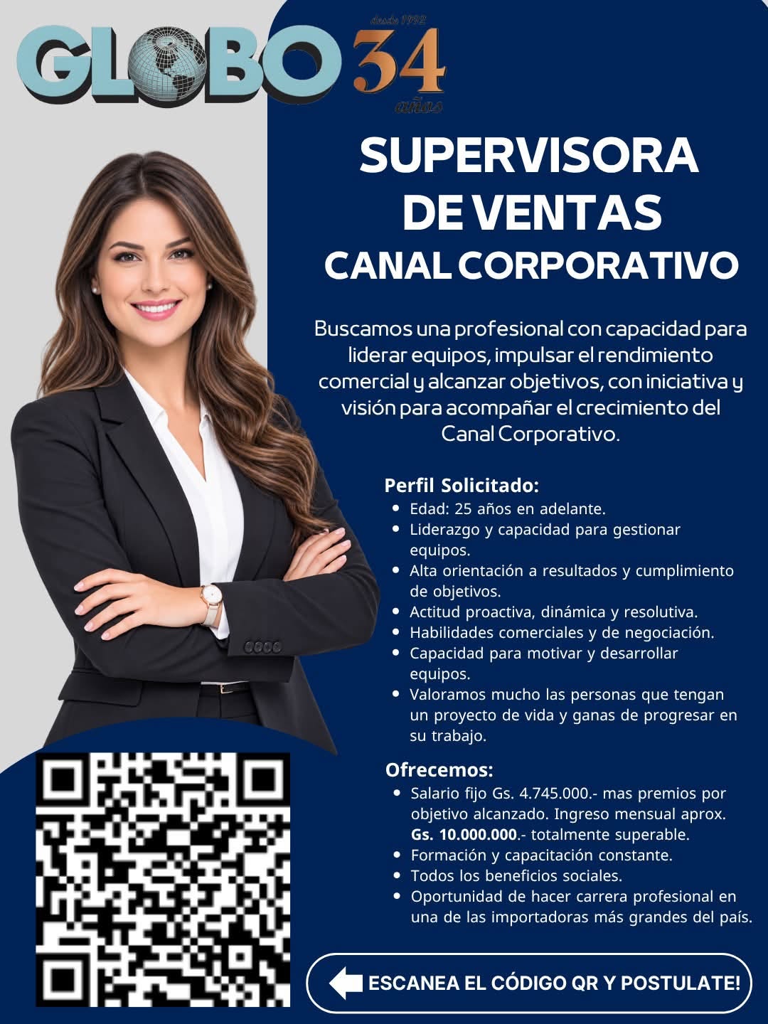 Oferta laboral: Supervisor De Ventas — Globo