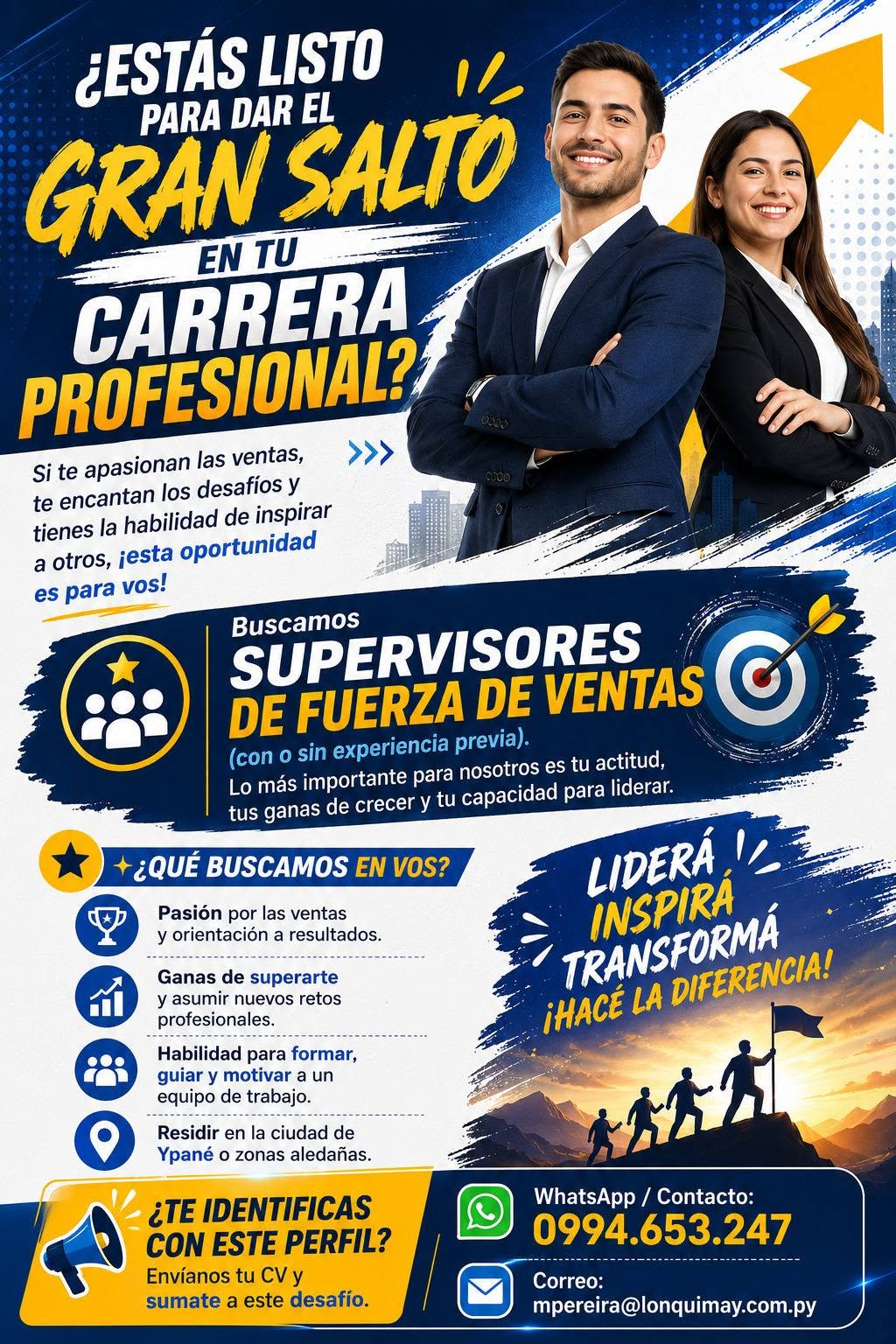 Oferta laboral: Supervisores De Fuerza De Ventas