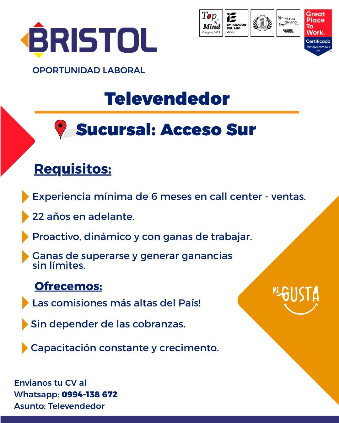 Oferta laboral: Televendores — Bristol