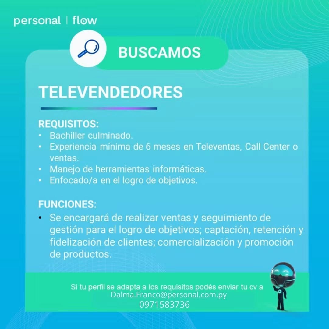 Oferta laboral: Televendores — Personal