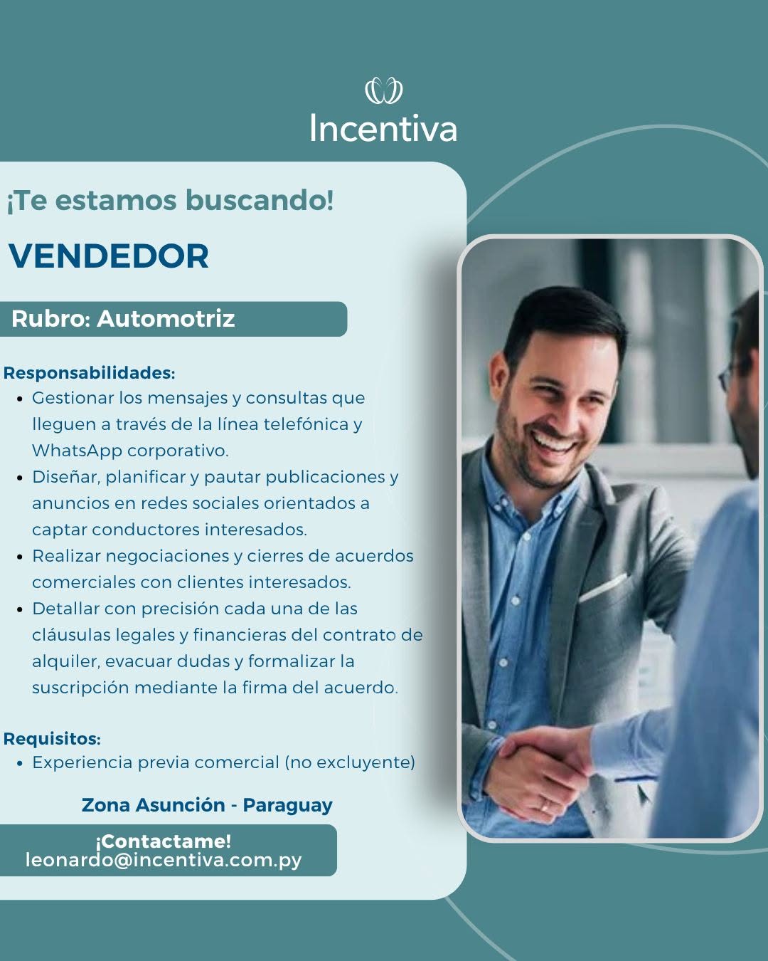 Oferta laboral: Vendedor — Incentiva