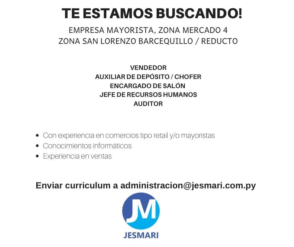 Oferta laboral: Vendedor — Jesmari