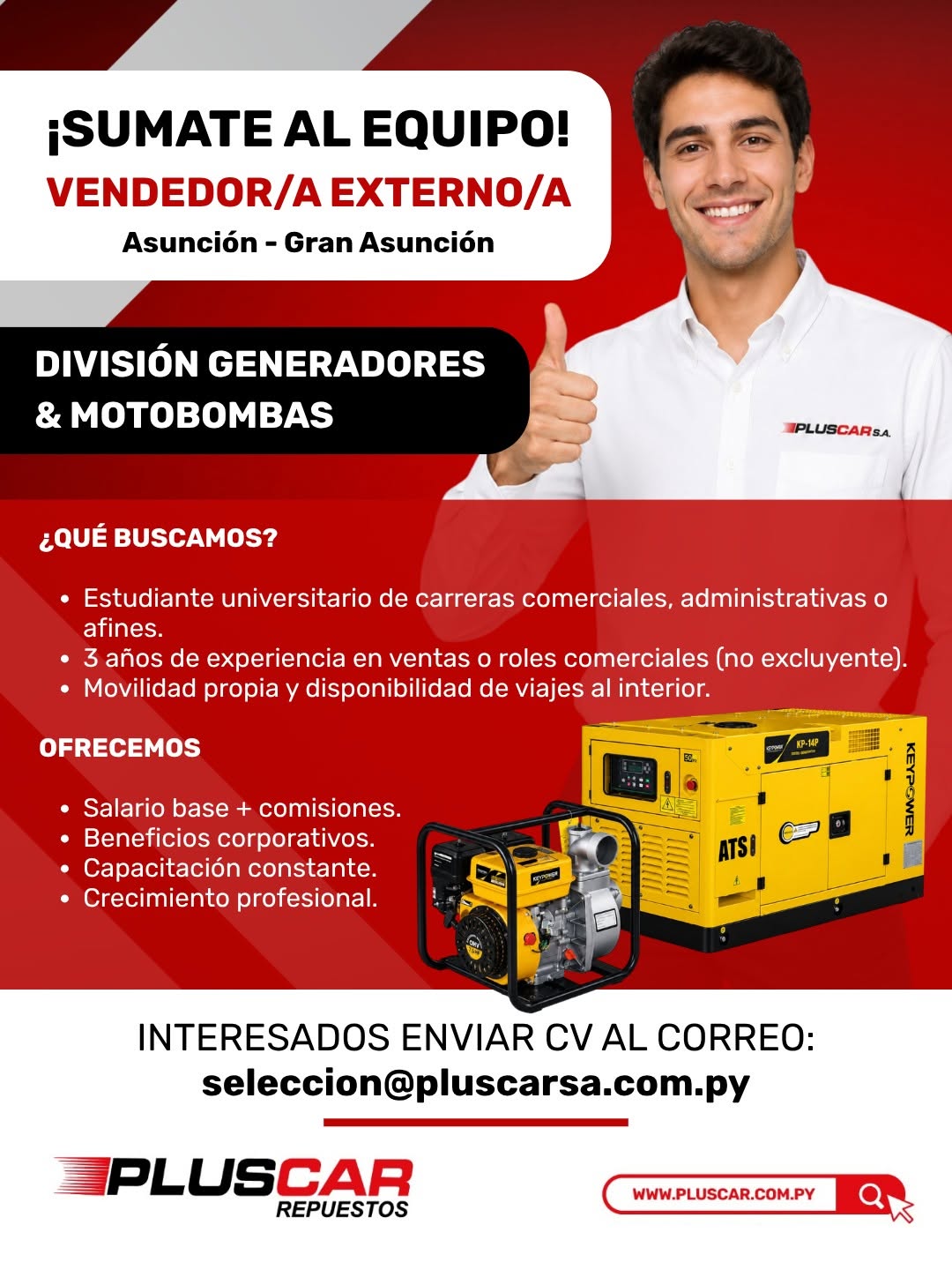 Oferta laboral: Vendedor Externo — Pluscar