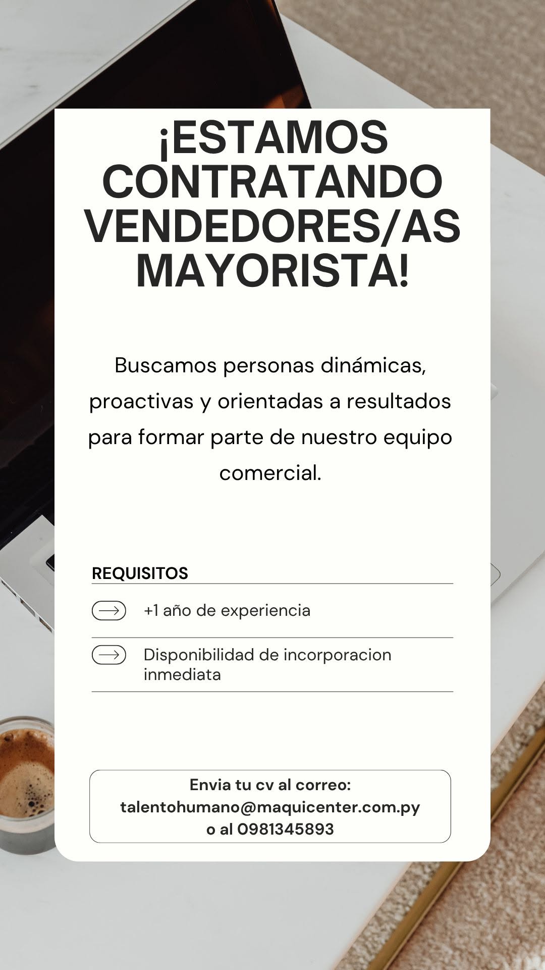 Oferta laboral: Vendedor Mayorisa — Maquicenter