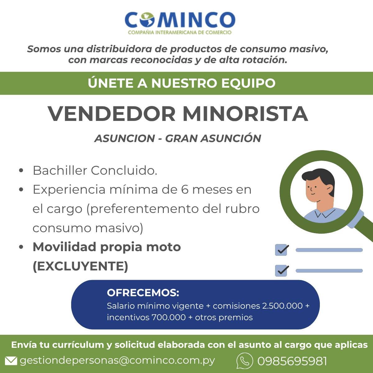 Oferta laboral: Vendedor Minorista — Cominco