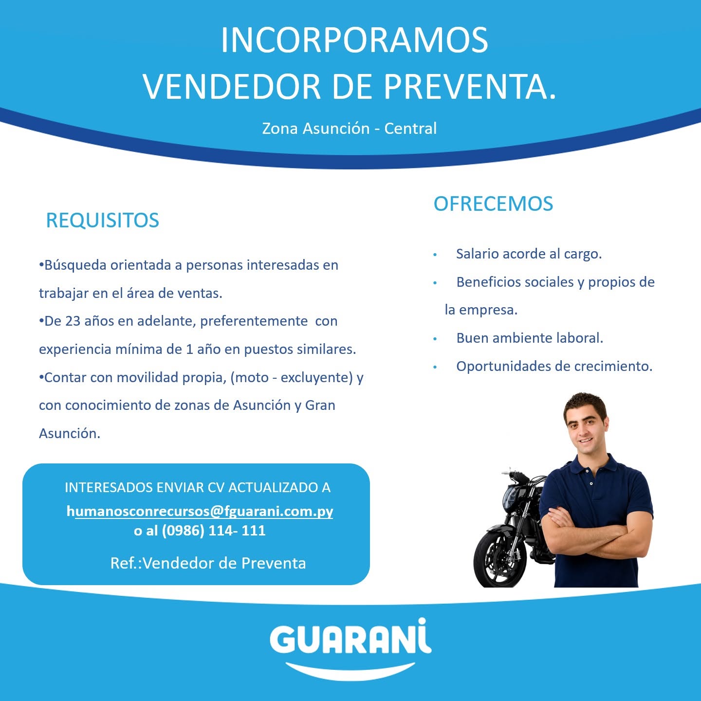 Oferta laboral: Vendedor De Preventa — Guarani