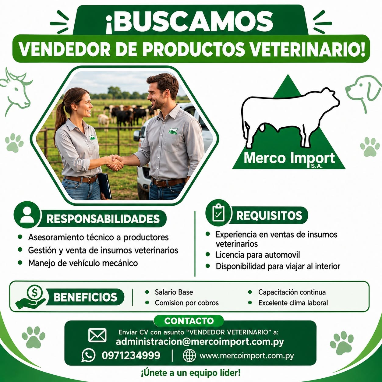 Oferta laboral: Vendedor De Productos Veterinarios — Mercoimport