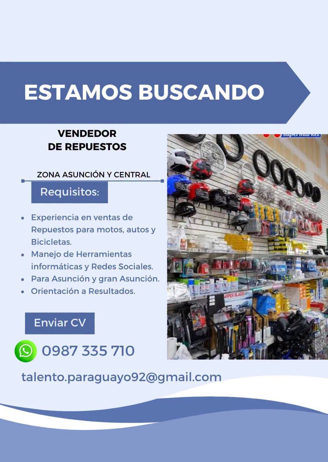 Oferta laboral: Vendedor De Repuestos