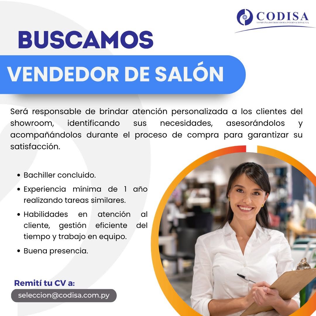 Oferta laboral: Vendedor De Salón — Codisa