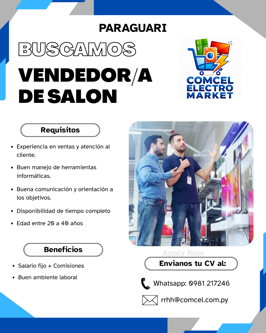 Oferta laboral: Vendedor De Salón — Comcel