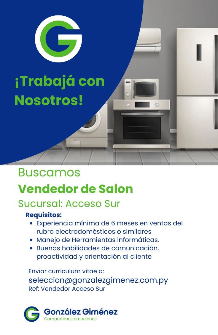 Oferta laboral: Vendedor De Salón — González Giménez
