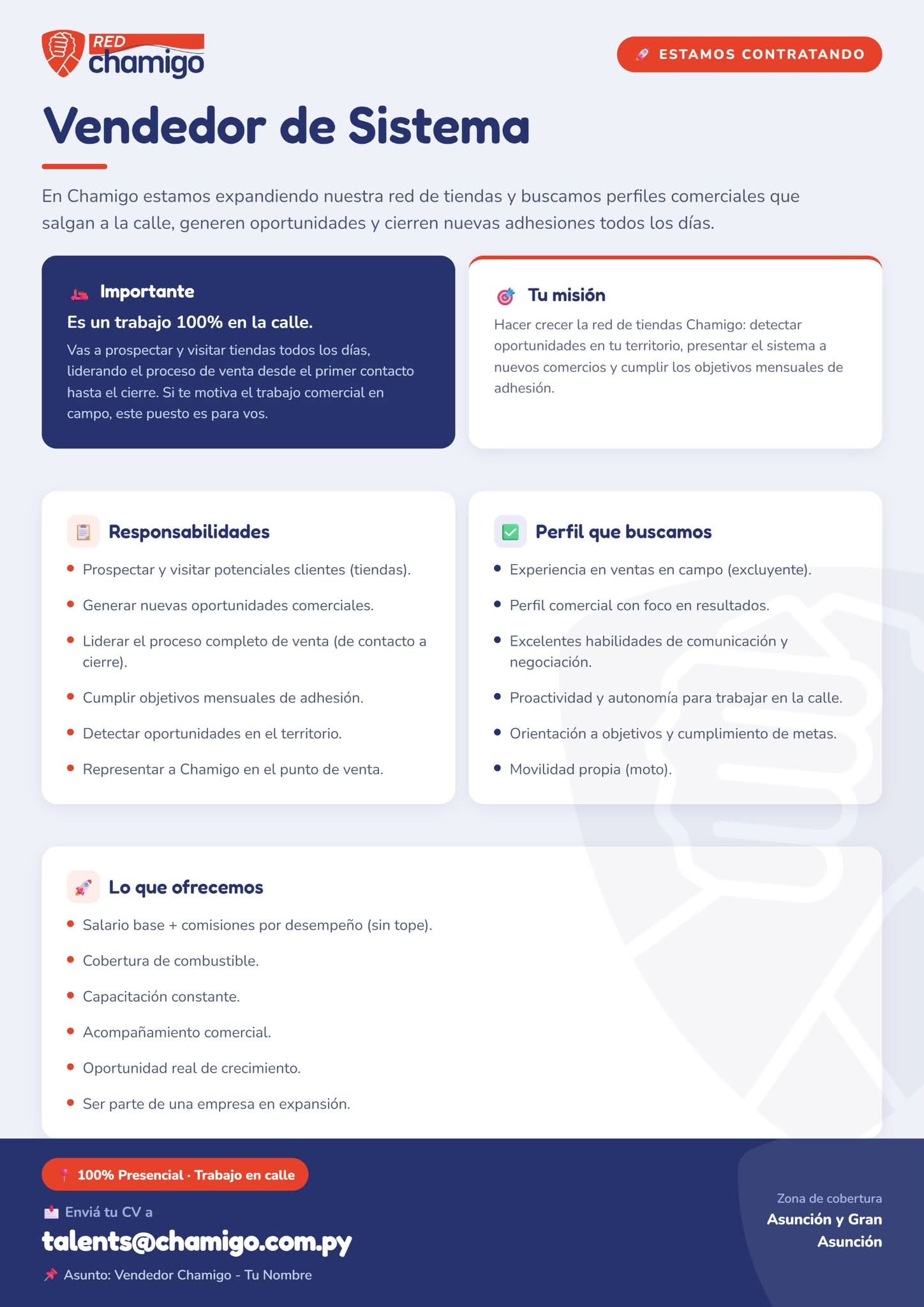 Oferta laboral: Vendedor De Sistema — Chamigo