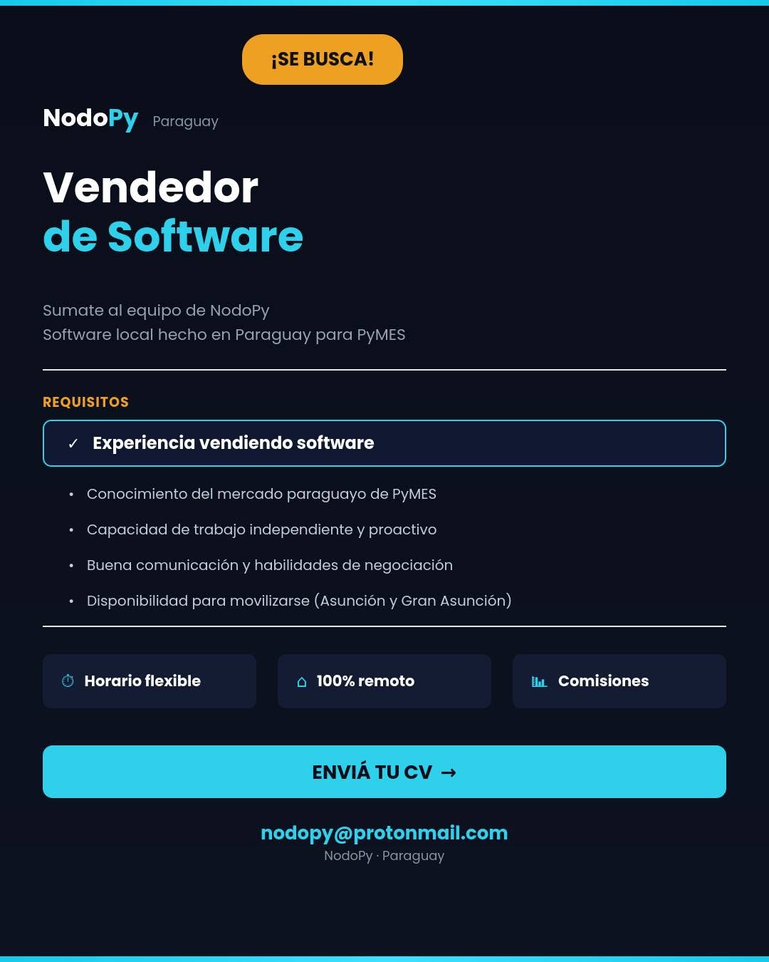 Oferta laboral: Vendedor De Software