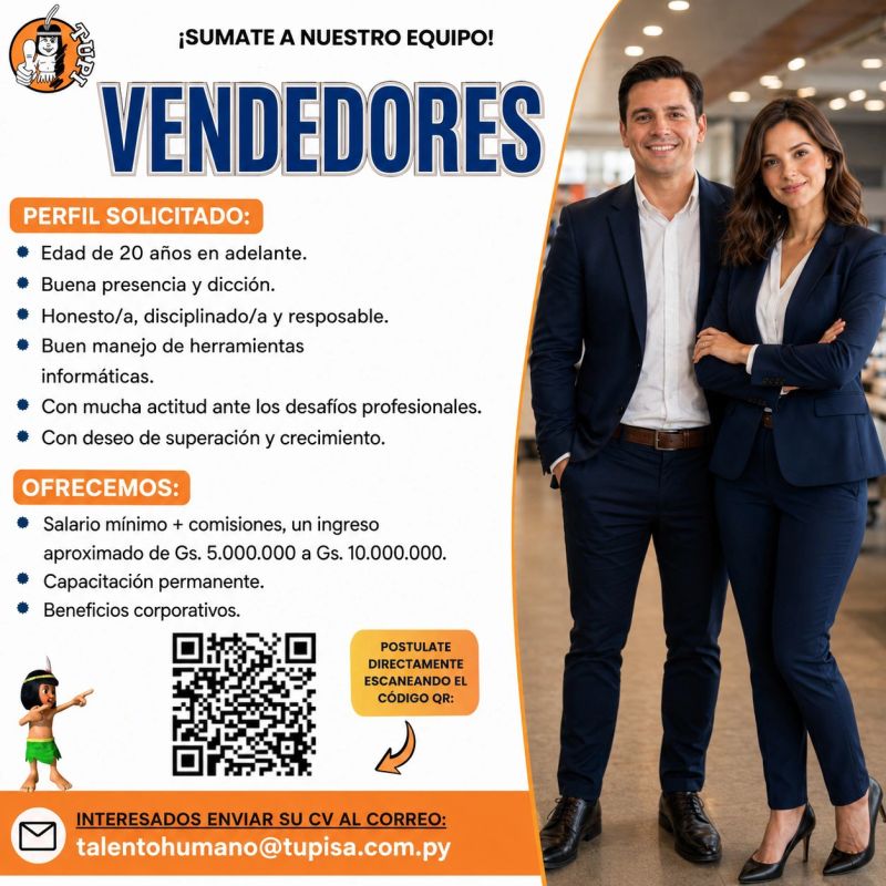 Oferta laboral: Vendedores — Tupi