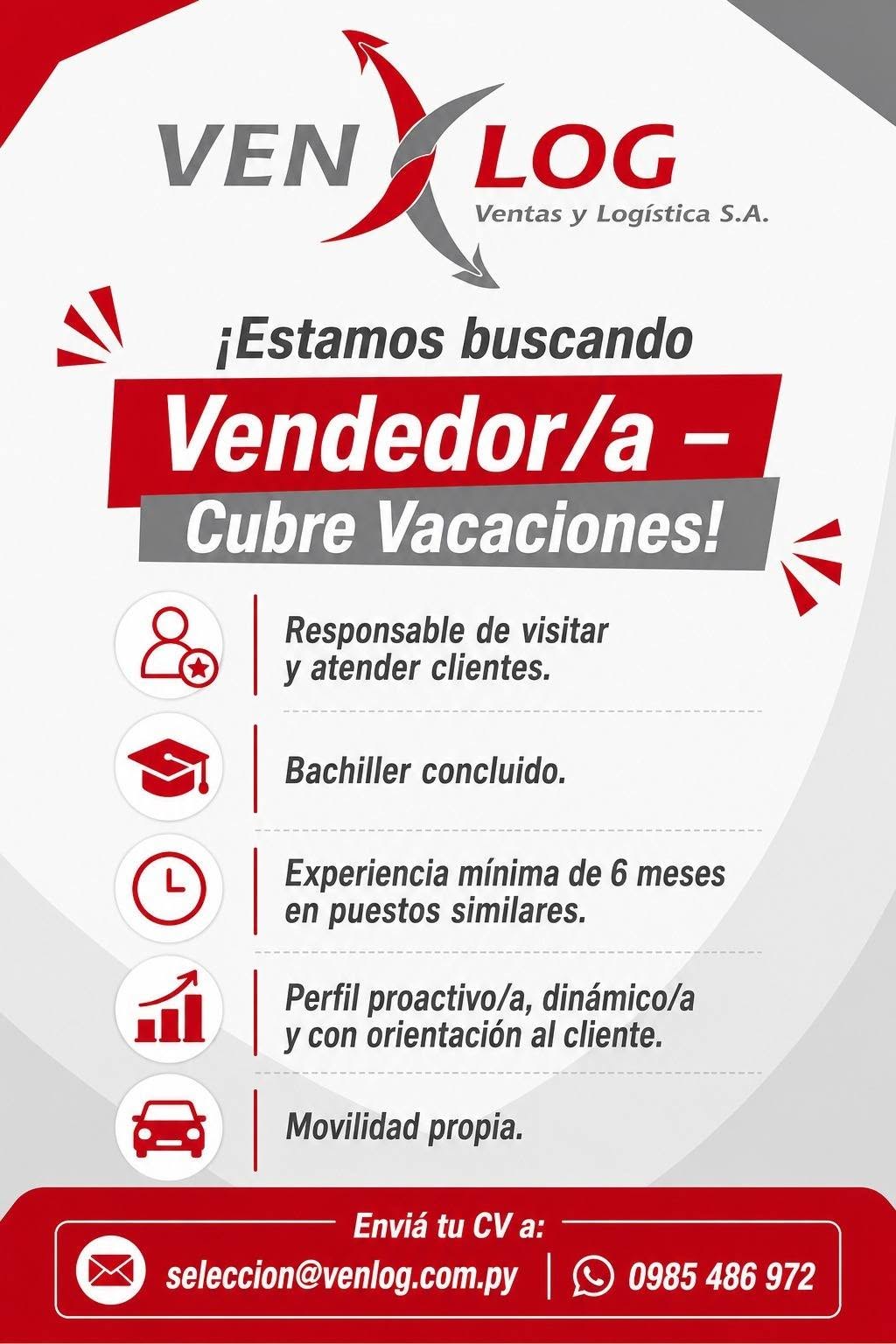 Oferta laboral: Vendedores — Venlog