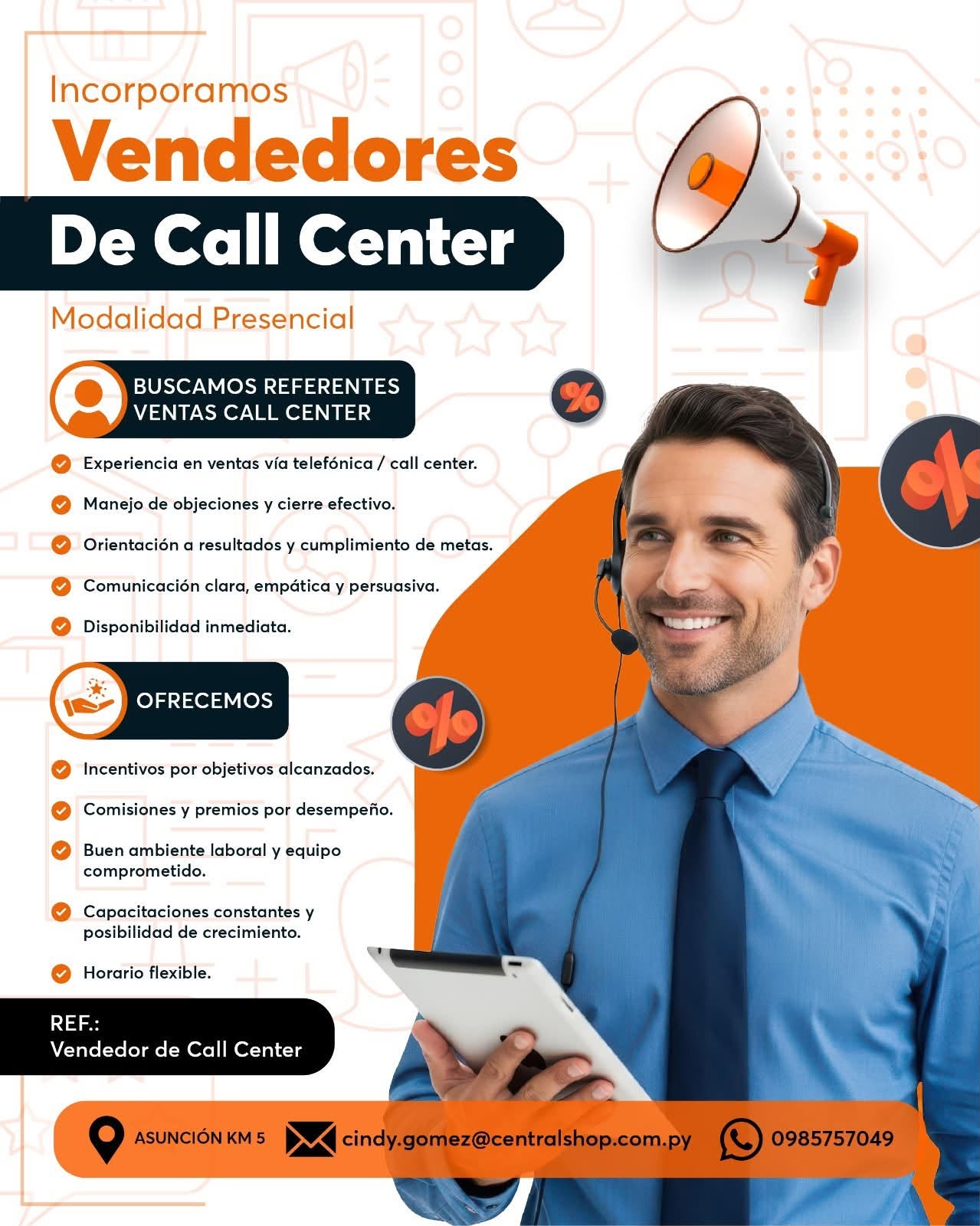 Oferta laboral: Vendedores De Call Center — Central Shop